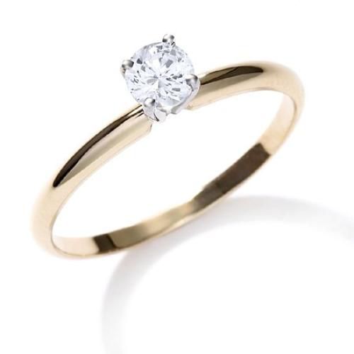 4mm Round Cubic Zirconia Solitaire Ring