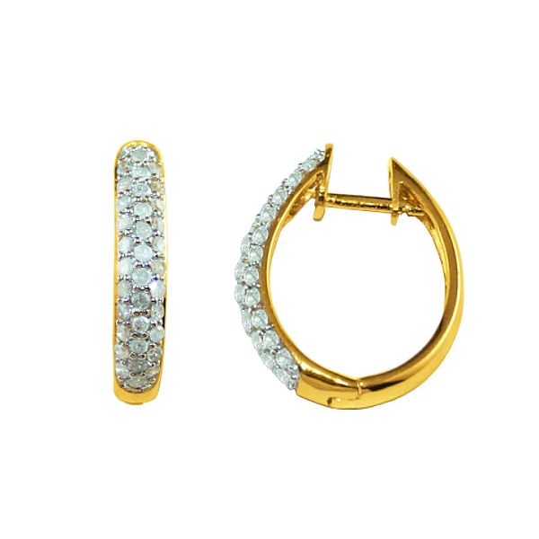 1 Cttw Diamond Three Row Hinged Hoop Earrings 10k Yellow Gold 57526611