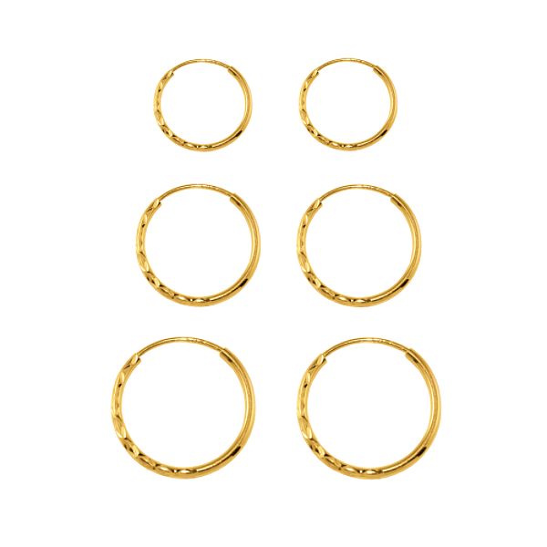 3 Pair Earring Set-11/14/15 Mmendless Hoops In 10k Yellow Gold. 80626211