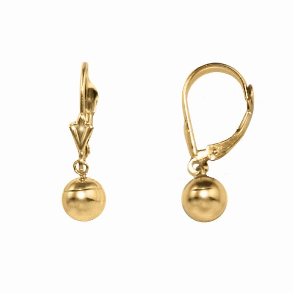 8mmball Drop On Leverback Earrings 10k Yellow Gold 80643011