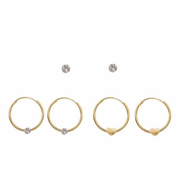 3 Pair Hoops And Stud Set 10k Yellow Gold 80631511