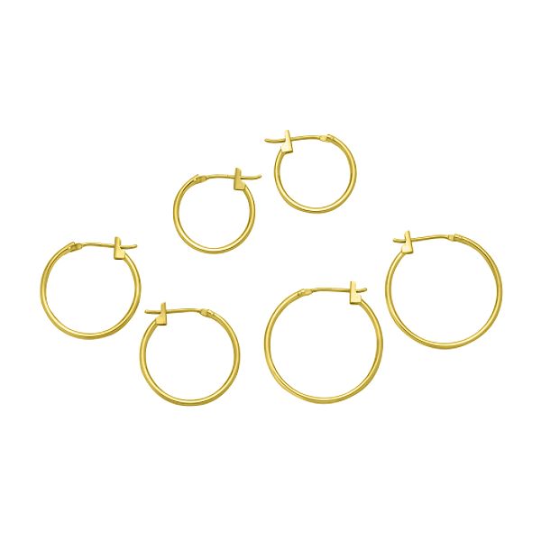 3 Pair Hoop Set-15/18/ 1mm10k Yellow Gold 80830311