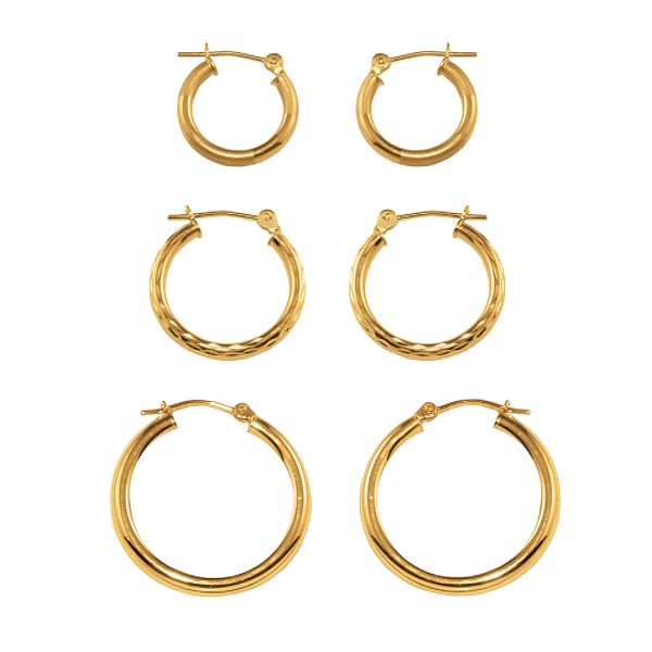 3 Pair Hoop Set- X 15/17/ 0mm10k Yellow Gold 80843411