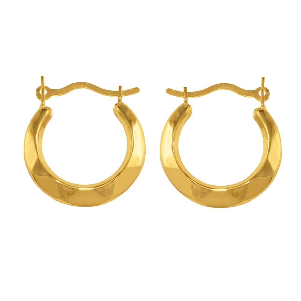 Faceted Polished Hoop Earrings 10K Yellow Gold.