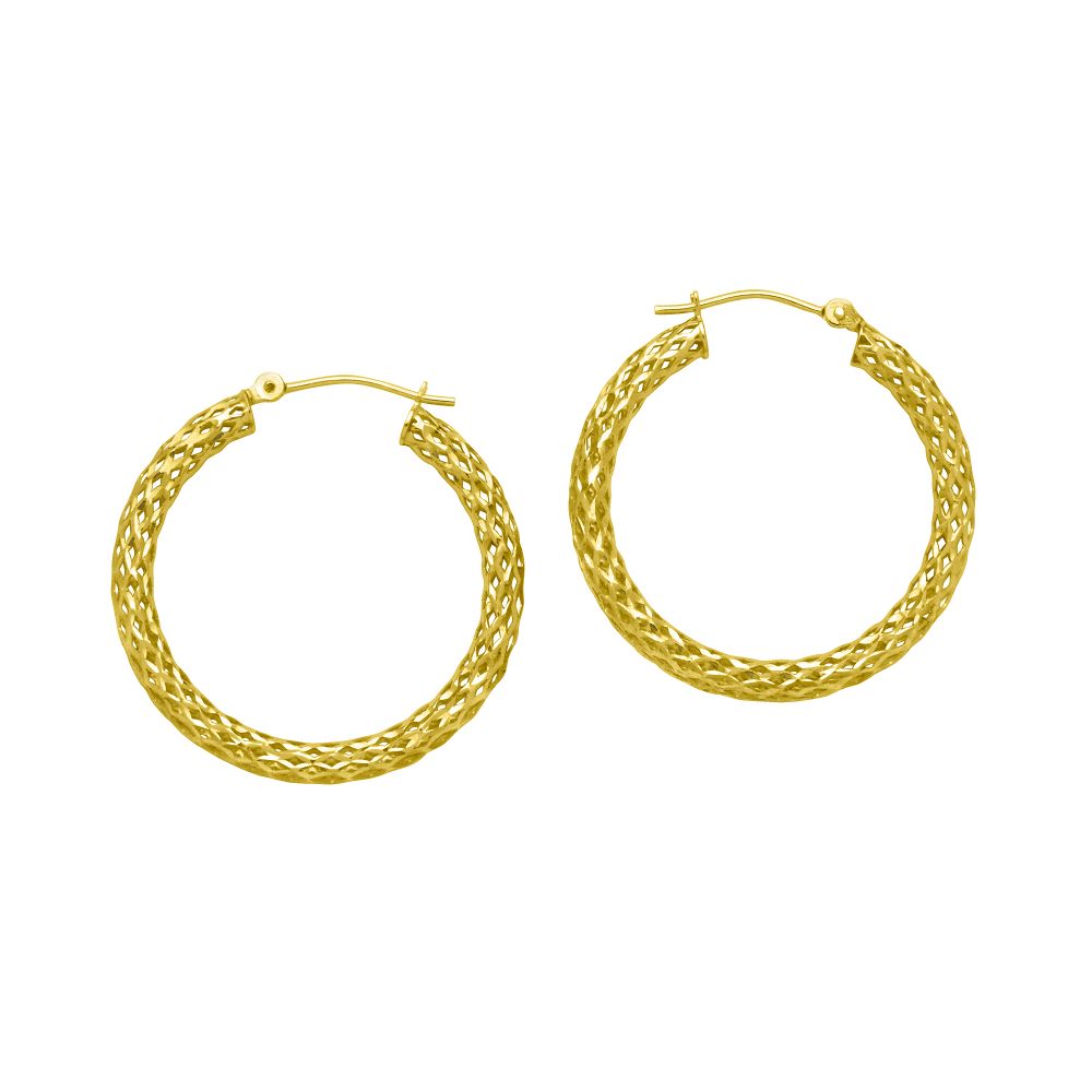 &nbsp; 3 X ²9MM Mesh Round Diamond Cut Earrings 10K Yellow Gold.