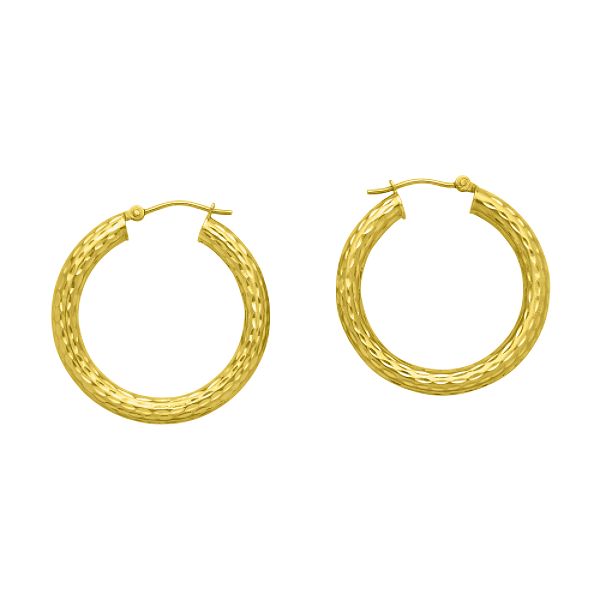 4x30mmround Diamond Cut Earrings 10k Yellow Gold. 80152111