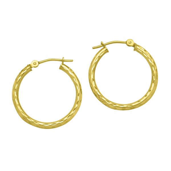 2x20mmround Diamond Cut Earrings 10k Yellow Gold. 80168911
