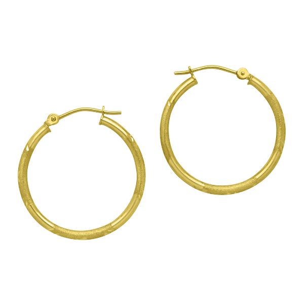 2x25mmround Diamond Cut Florentine Earrings 10k Yellow Gold. 80174811