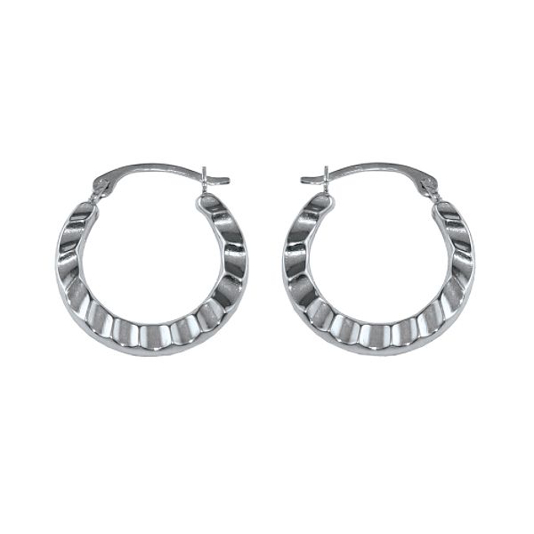 Accordian Hoop Earrings In 10k White Gold. 73025811