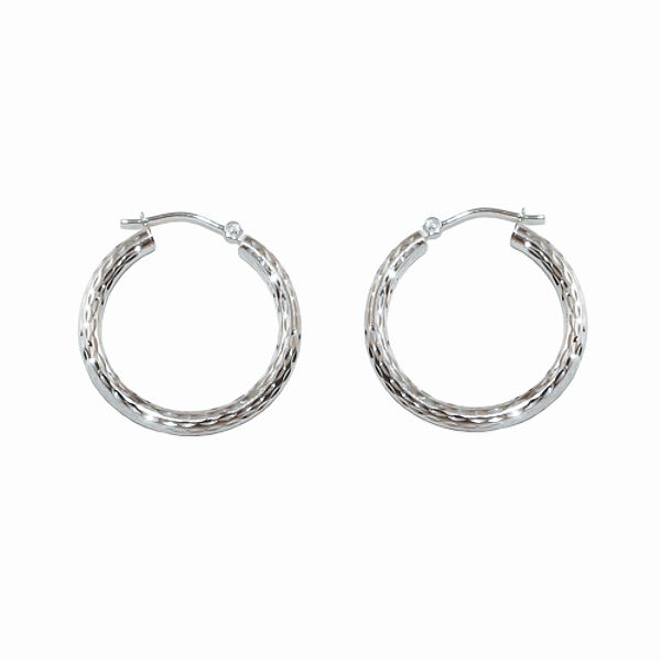 2 10mmdiamond Cut Hoop Earrings In 10k White Gold. 80033811