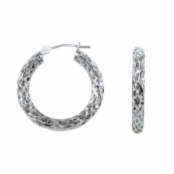 3x 1mmmesh Hoop Earrings In 10k White Gold. 80145811