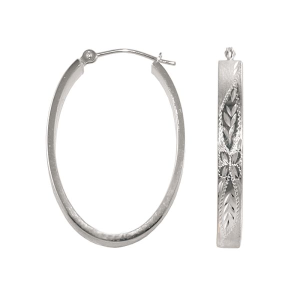 3.8x30mmrectangle Oval Hoop Earrings In 10k White Gold. 80180911