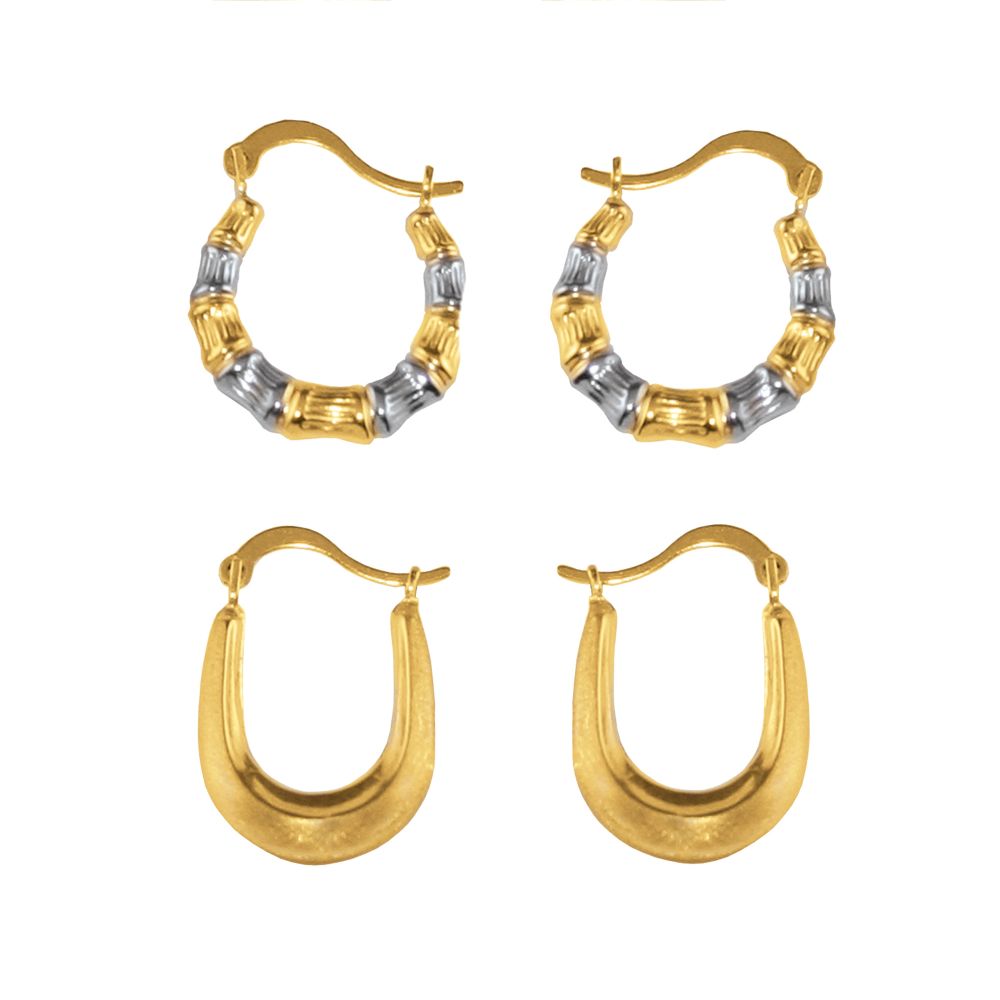 ² Pair Stamped Hoop Set in 10K Yellow and Yellow-white Gold. at Kmart.com