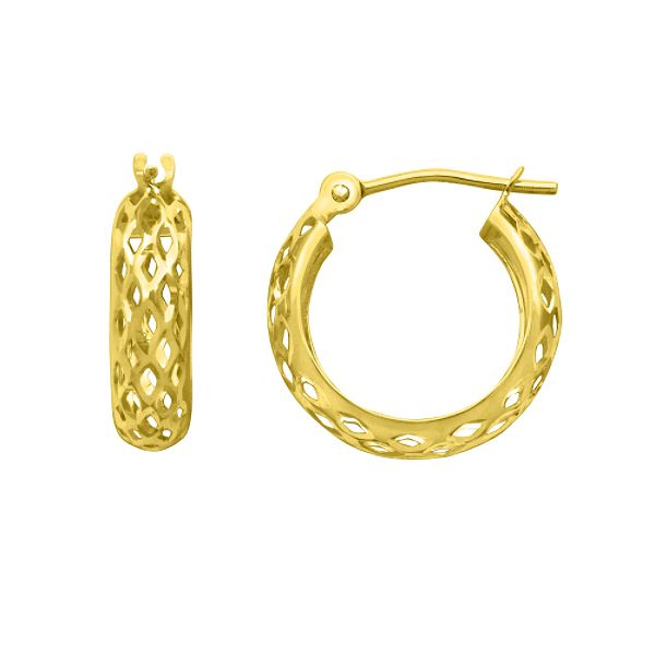 4x15mmmesh Hoop Earrings In 10k Yellow Gold. 80520011