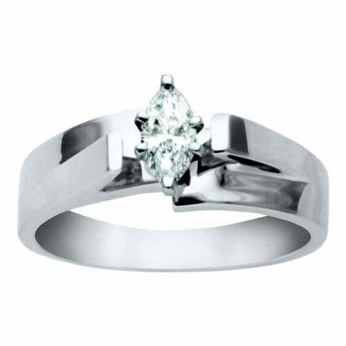 1/3 cttw Marquise Diamond Bypass Solitaire Ring-White Gold