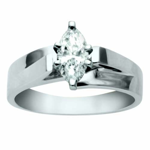 1/2 cttw Marquise Diamond Bypass Solitaire Ring-White Gold