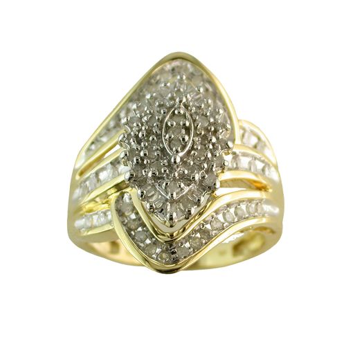 1/2 cttw Marquise Shaped Cluster with Channel-Set Round and Baguette Diamonds at Kmart.com