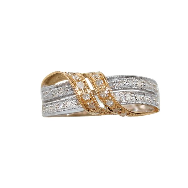 Women's 1/3 Cttw 2-row Crossover Diamond Ring In 10k Two-tone Gold