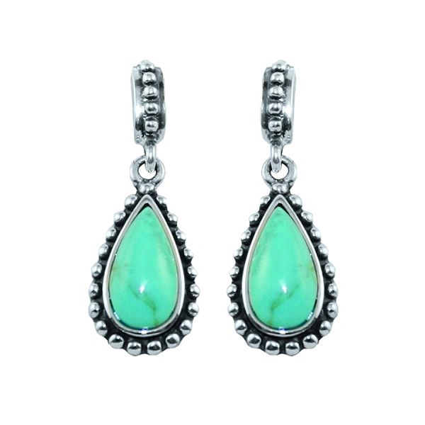 1 x6 Mmsynthetic Turquoise Teardrop Dangle Earrings In Sterling Silver 30783911