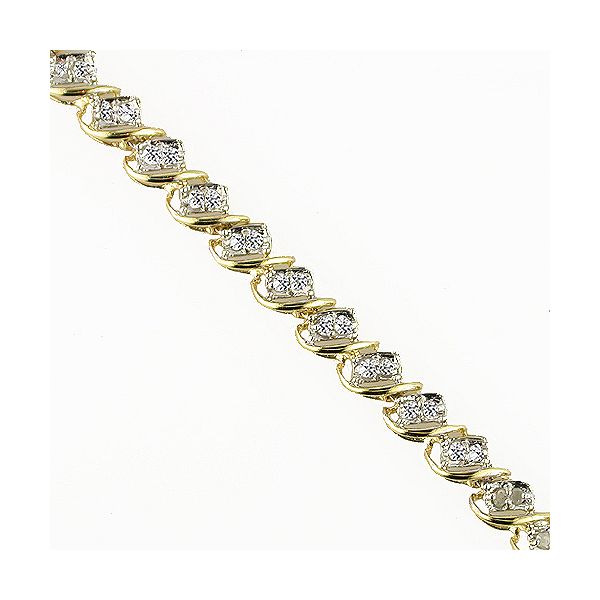 1 Cttw Double Diamond Wrapped Gold Tennis 7in Bracelet 137543