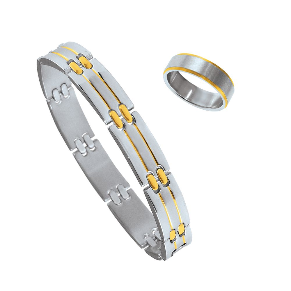Two-tone 8-1/4in Men's Bracelet and Band Ring Set Stainless Steel at Kmart.com