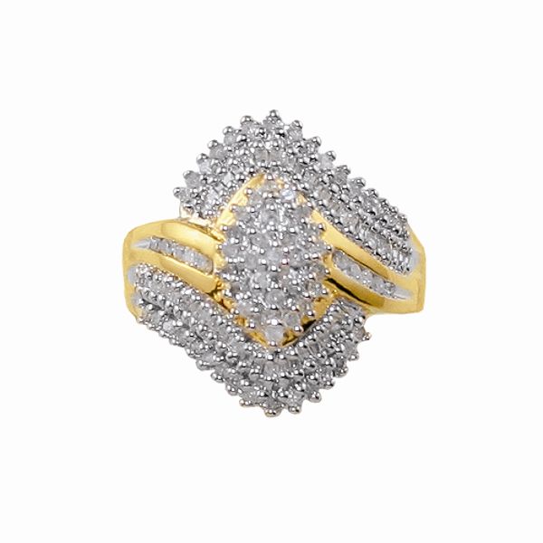 3/4 Cttw Round And Baguette Diamond Ring In 18k Gold Over Sterling 81490811