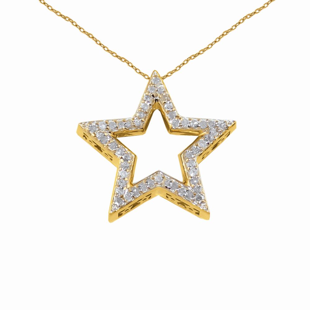 1/3 cttw Diamond Star Pendant 18K Gold Over Sterling Silver