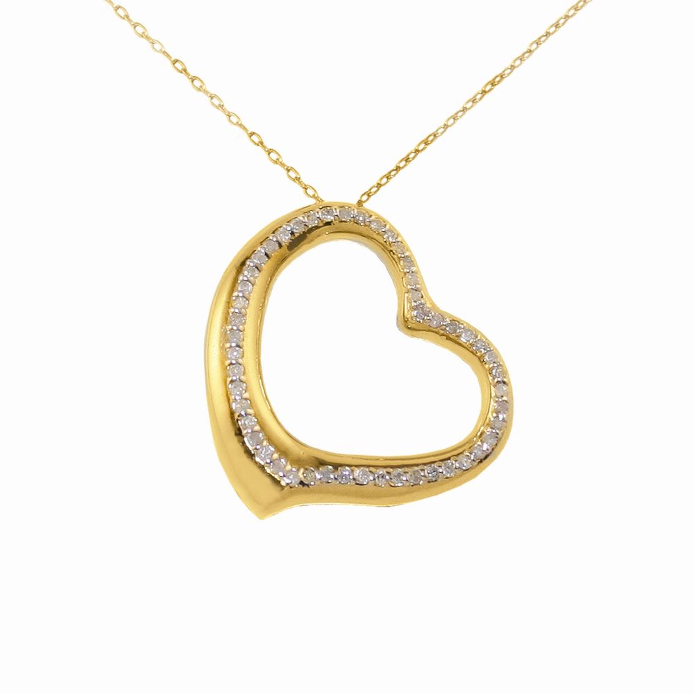1/2 cttw Diamond Asymetrical Heart Pendant 18K Gold Over Sterling Silver