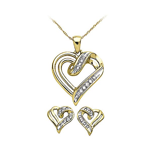 1/4ct Diamond Heart Pendant & Earrings