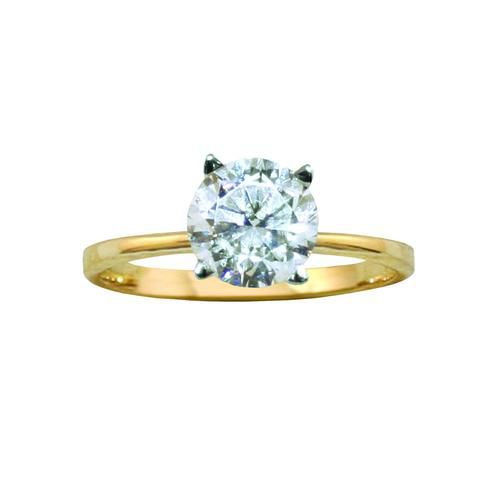 7mm Round Cubic Zirconia Solitaire Engagement Ring in 10K Yellow Gold