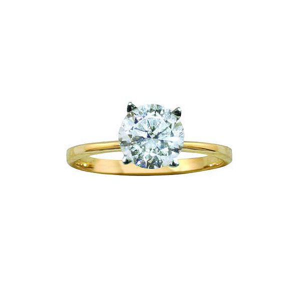 7mm Round Cubic Zirconia Solitaire Engagement Ring In 10k Yellow Gold 7278810700