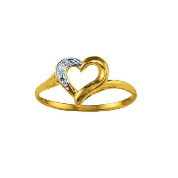 Diamond Accent Open Heart Ring 10K Yellow Gold.