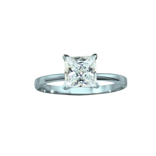 6mm Princess Cubic Zirconia Solitaire Engagement Ring in 10K White Gold