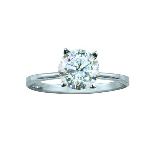 7mm Round Cubic Zirconia Solitaire Engagement Ring in 10K White Gold