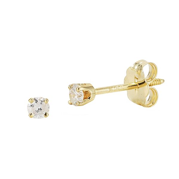 14kt Yellow Gold Genuine 1/8cttw Diamond Round Stud Earrings 2354737