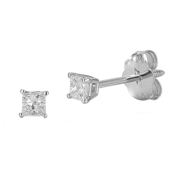 14kt White Gold Genuine 1/8cttw Diamond Princess Stud Earrings 2354745