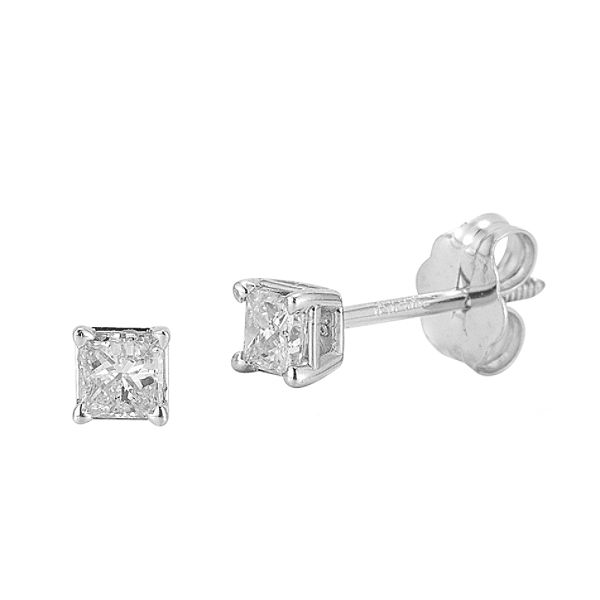 14kt White Gold Genuine 1/4cttw Diamond Princess Stud Earrings 2354746