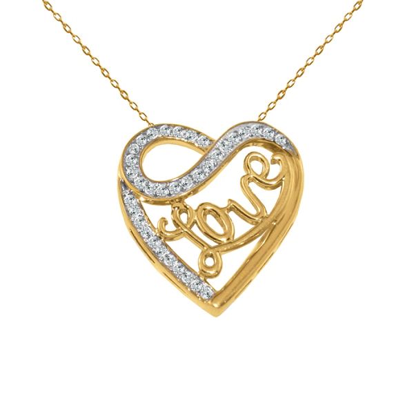 18k Gold Over Sterling Silver 1/4 Cttw Diamond Love Heart Pendant 2363383