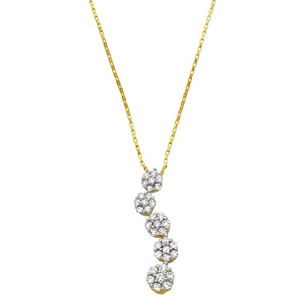 1/4 Cttw Diamond 7-stone Flower Cluster Journey Pendant