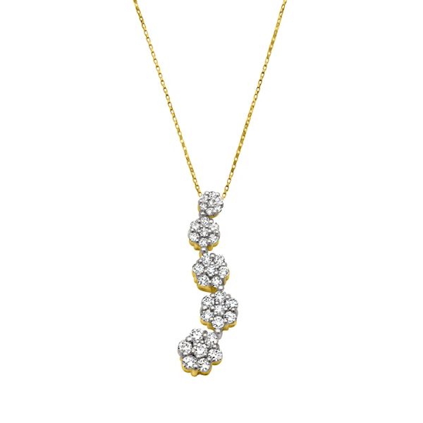 1 Cttw Diamond 7-stone Flower Cluster Journey Pendant