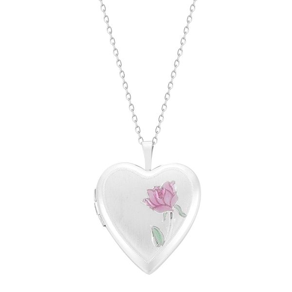 20mmenamel Rose Sterling Silver Heart Locket 2492283
