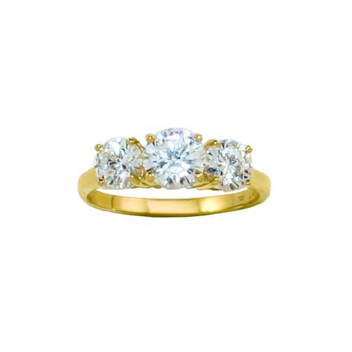 Cubic Zirconia Three-Stone Ring in 10K Yellow Gold