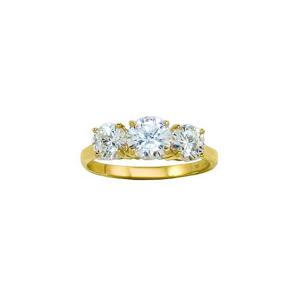 Cubic Zirconia Three-stone Ring In 10k Yellow Gold