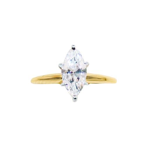 10x5mm Marquise Cubic Zirconia Solitaire Ring in 10K Yellow Gold
