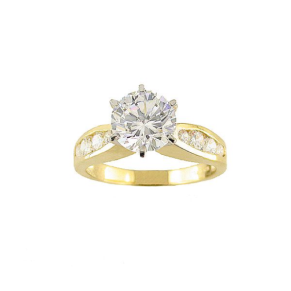 8mm Round Cubic Zirconia Ring With Channel-set Sides In 10k Yellow 154135