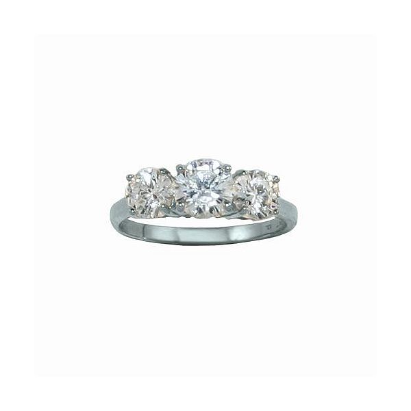 Cubic Zirconia Three-stone Ring In 10k White Gold