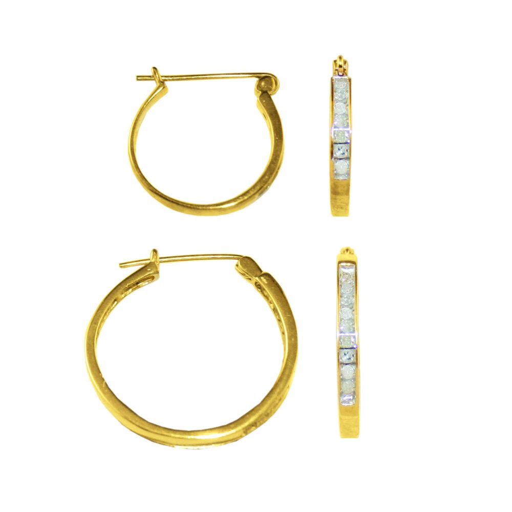1/10 cttw and 1/4 cttw Diamond Channel-Set Hoop Earrings Set of Two Pairs in 1