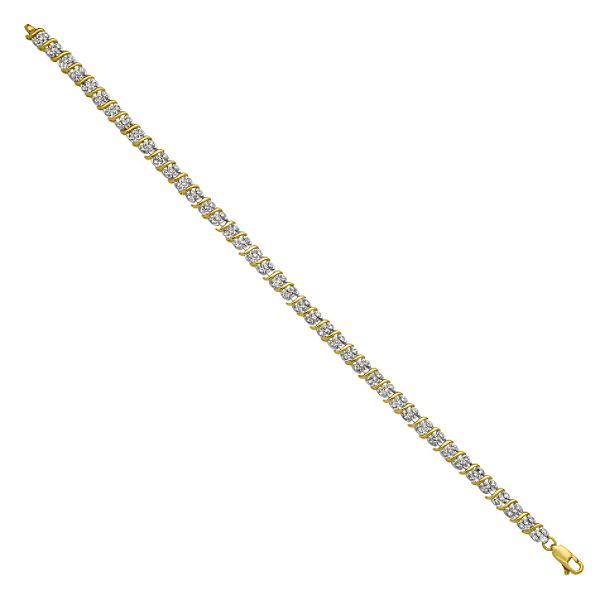 1 Cttw Diamond Triple Row Swirl Bar 7 1/4in Bracelet In 10k Yellow 34549611