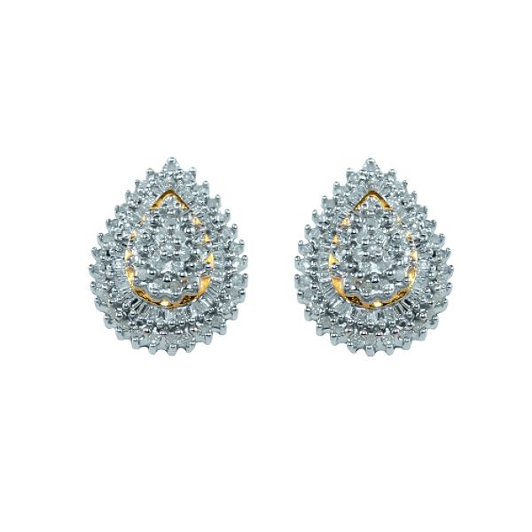 3/4 Cttw Round And Baguette Diamond Pear Shaped Pierced Earrings 35641211