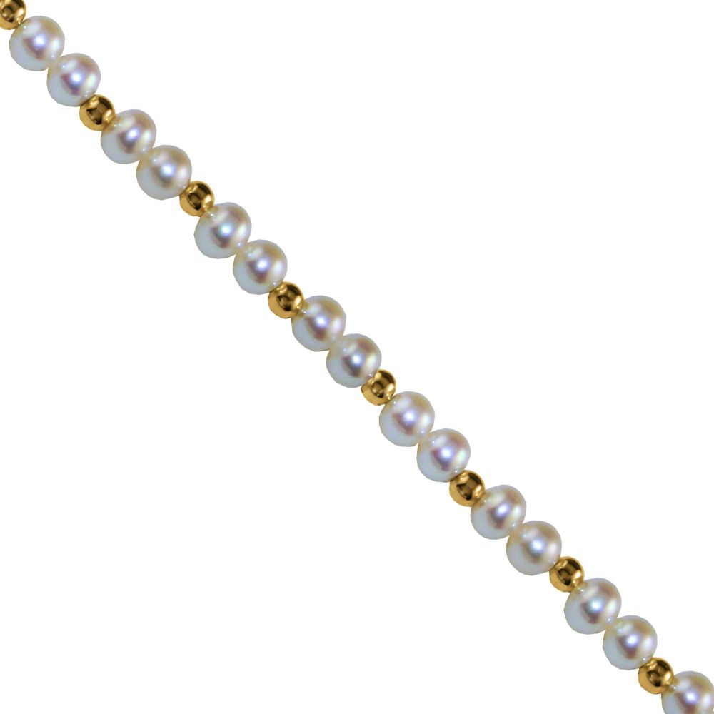 Cultured Freshwater Pearl and Gold Bead 7in Stretch Bracelet in 10K Yellow Gold at Kmart.com